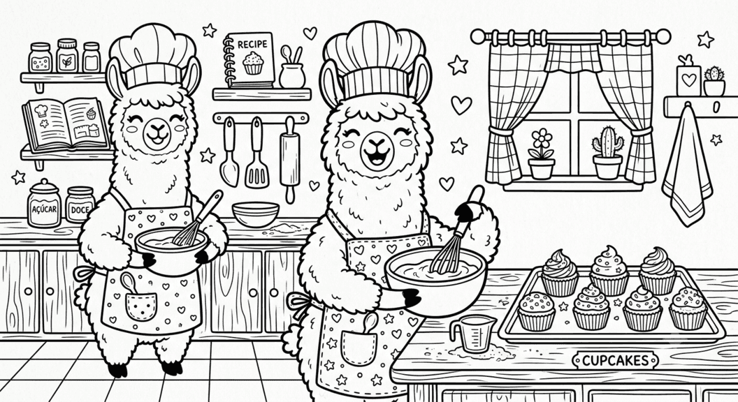 Chef Llama Coloring Page