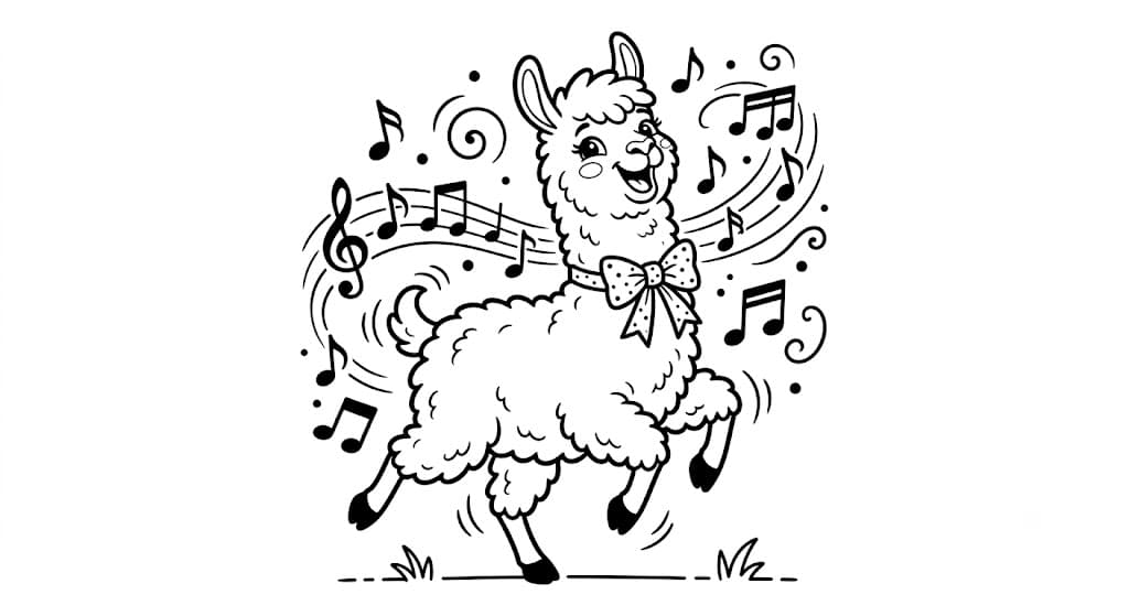 Dancing Llama Coloring Page