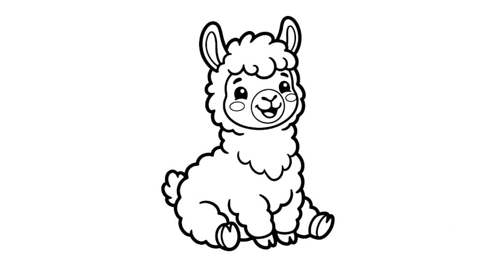 Preschool Llama Coloring Page