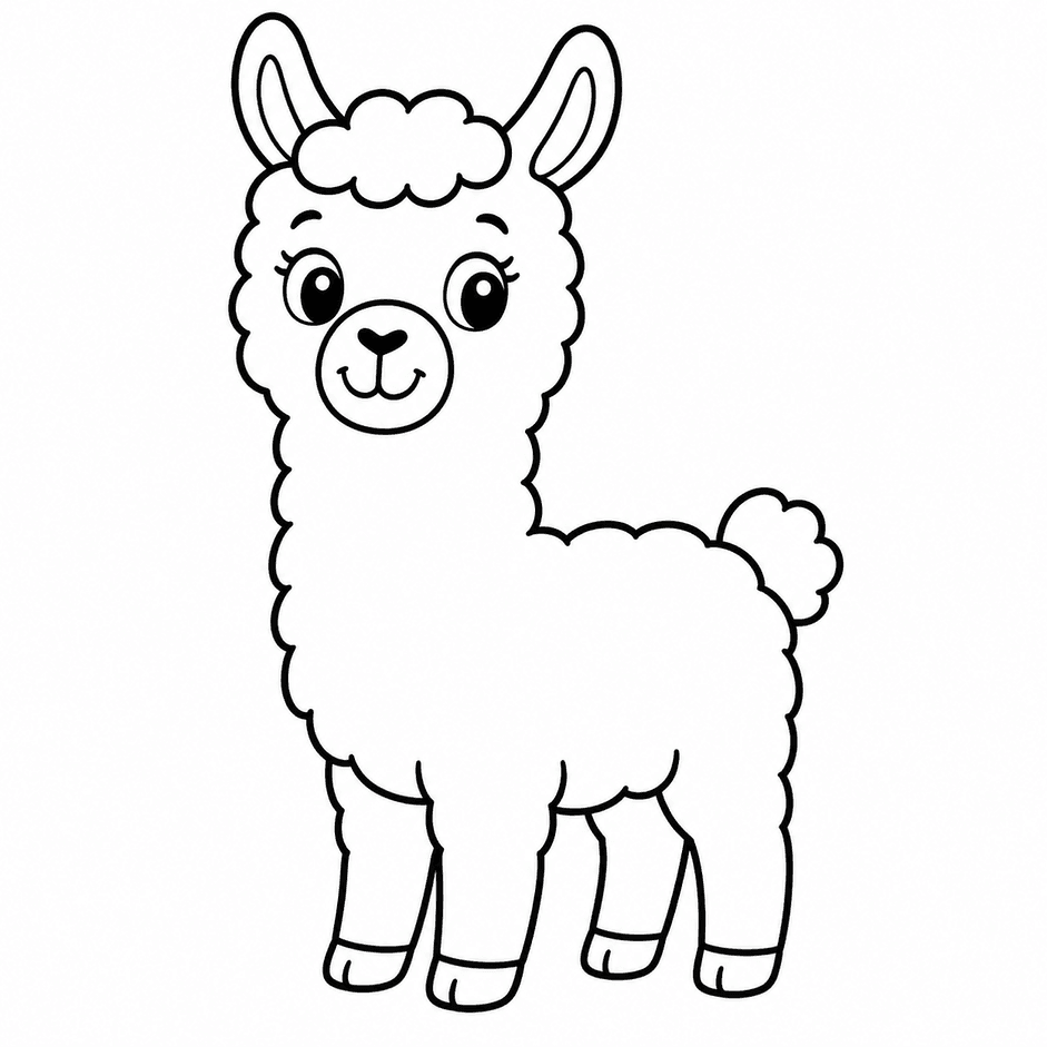 Simple Llama Coloring Page