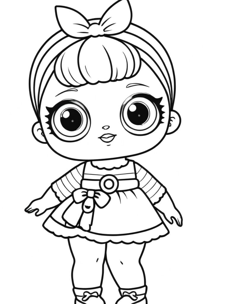 Cute LOL Doll in Dress Coloring Page