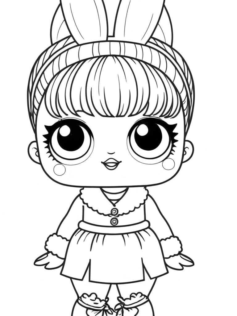 Cute LOL Doll with Bangs Coloring Page
