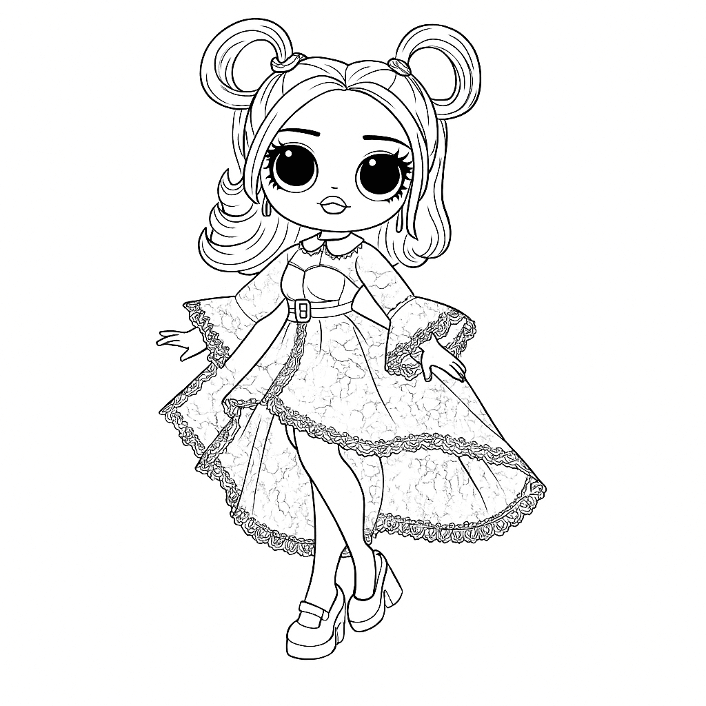 LOL Doll in Black Dress Coloring Page