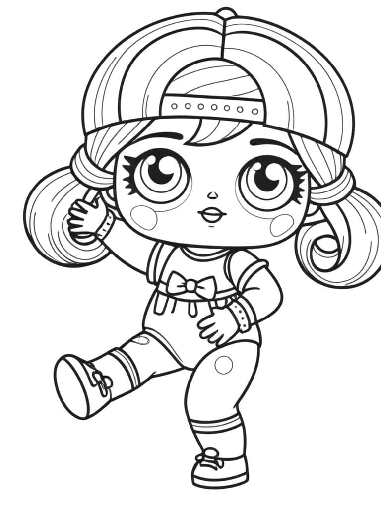 LOL Doll with Backward Baseball Cap Coloring Page