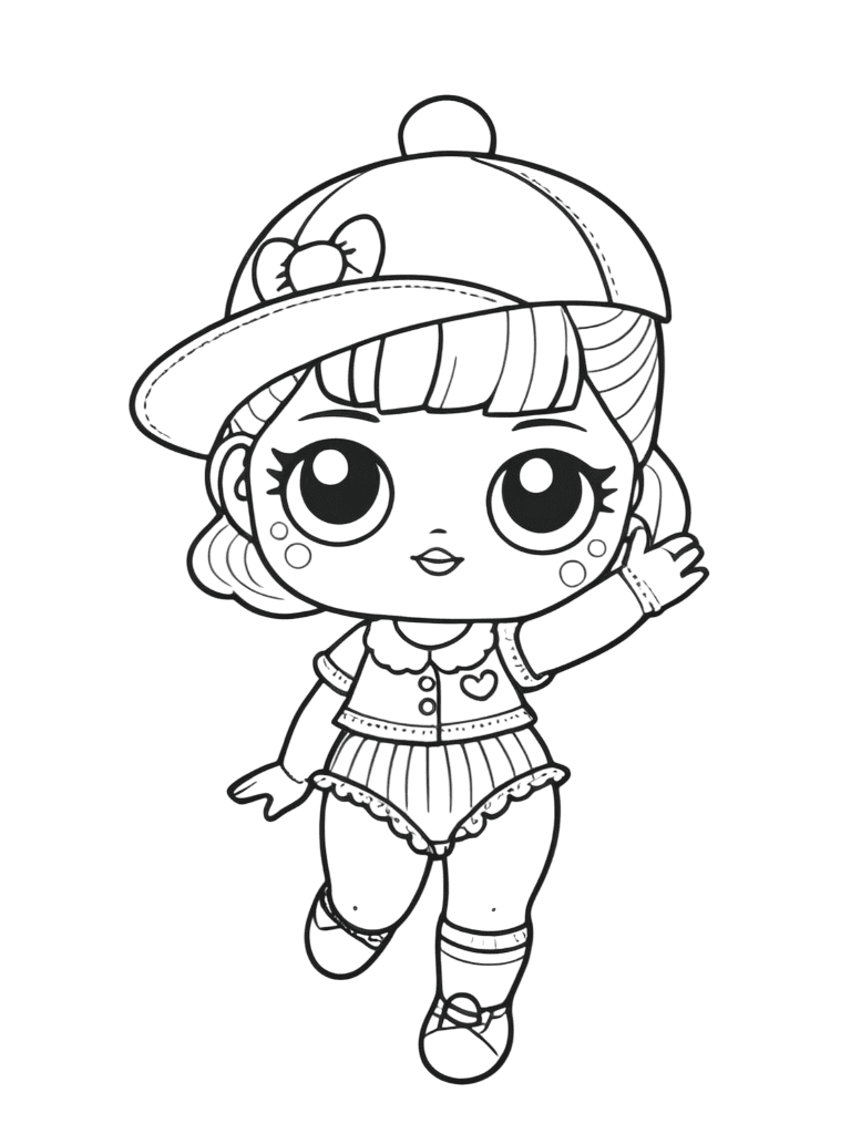 LOL Doll with Baseball Cap Coloring Page