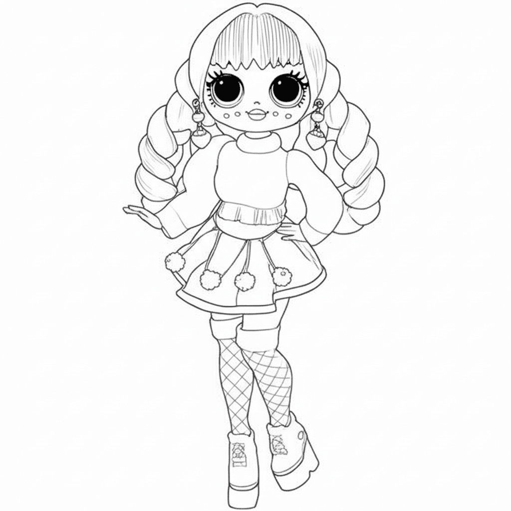 LOL Doll with Skirt and Shoes Coloring Page