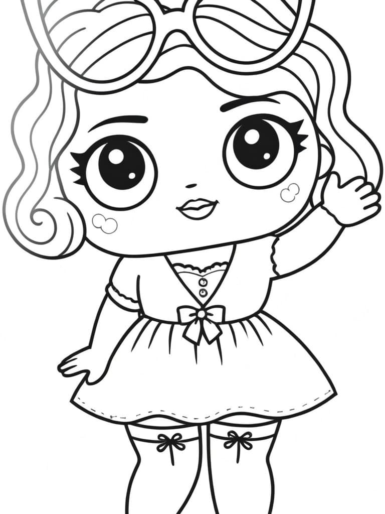 LOL Doll with Sunglasses on Head Coloring Page