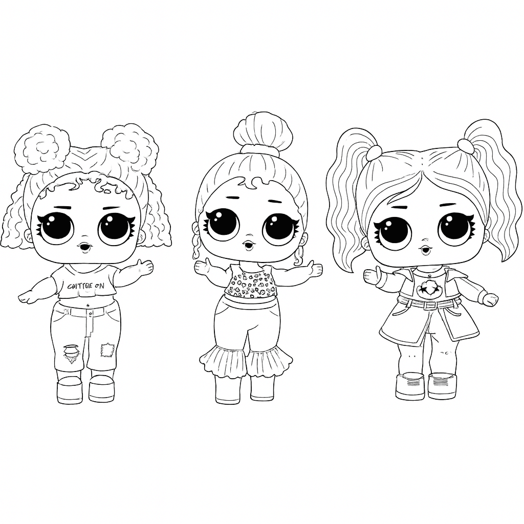 LOL Dolls with Dark Hair Coloring Page