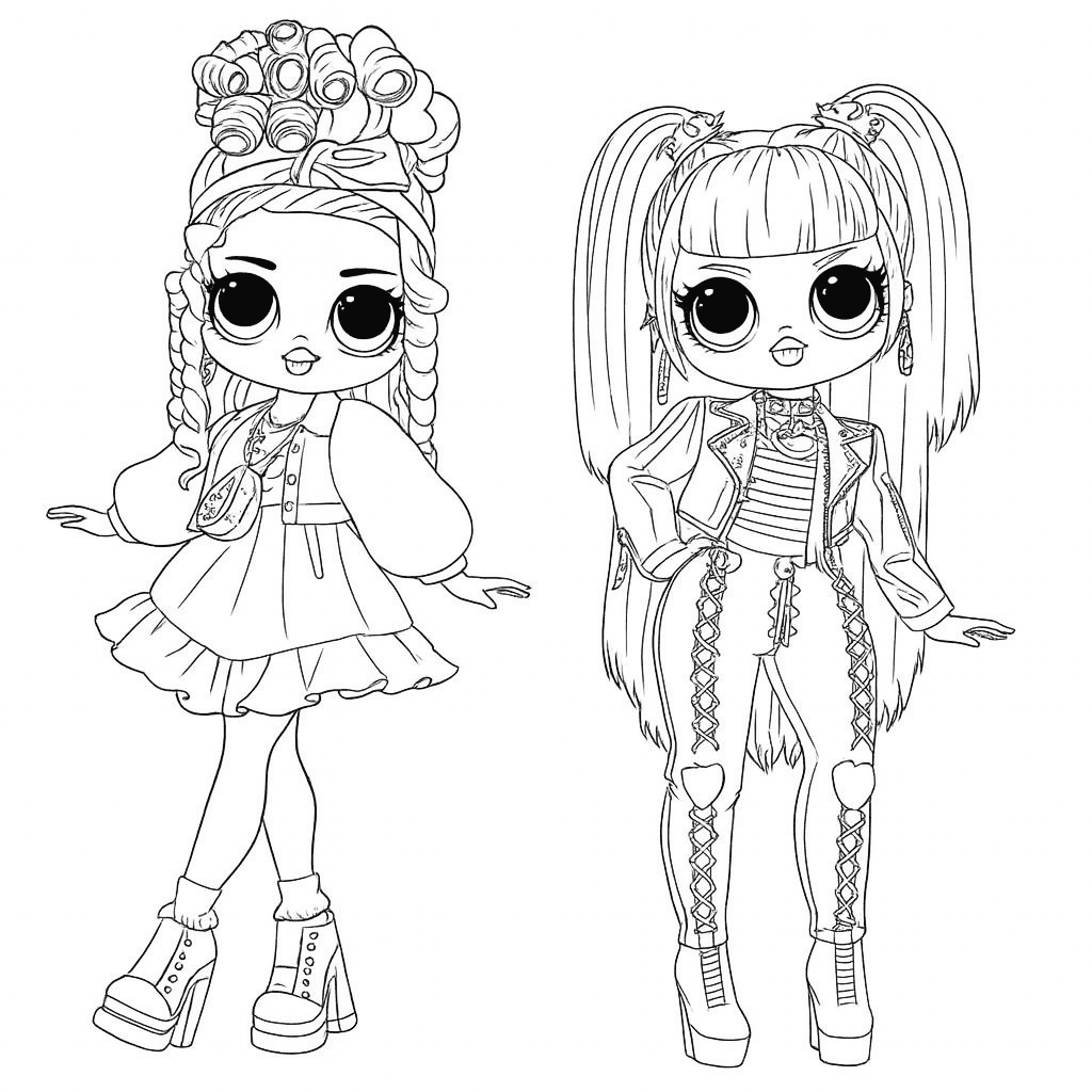 Two LOL Dolls Coloring Page