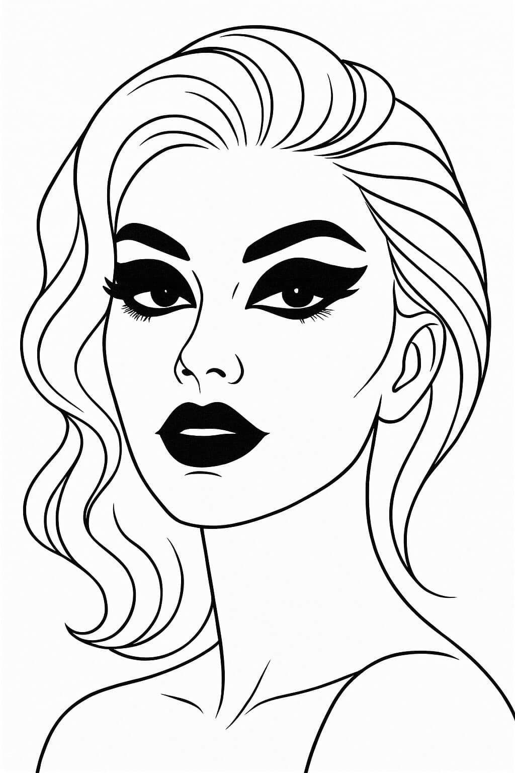 Simple Makeup Coloring Page