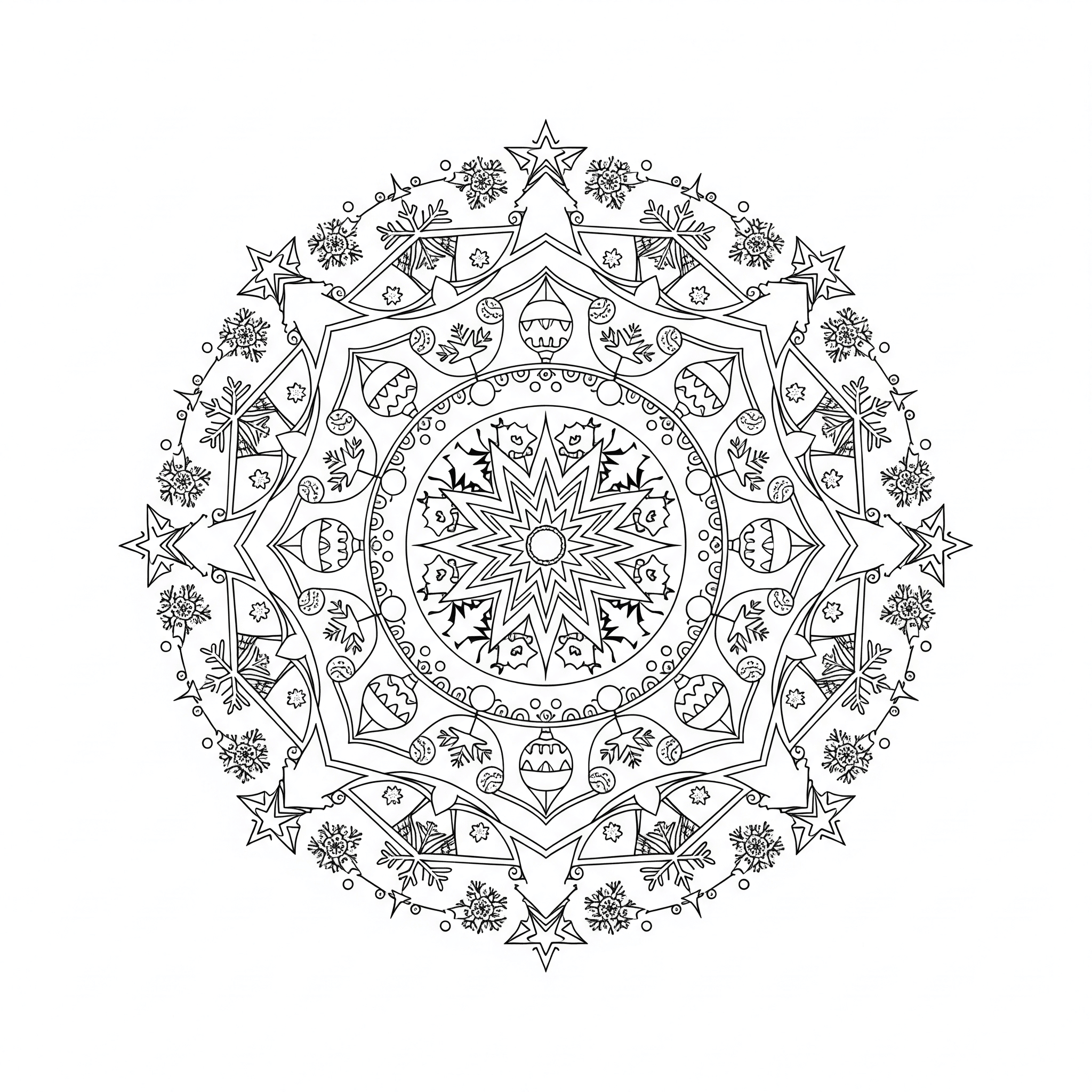 Christmas Mandala Coloring Page