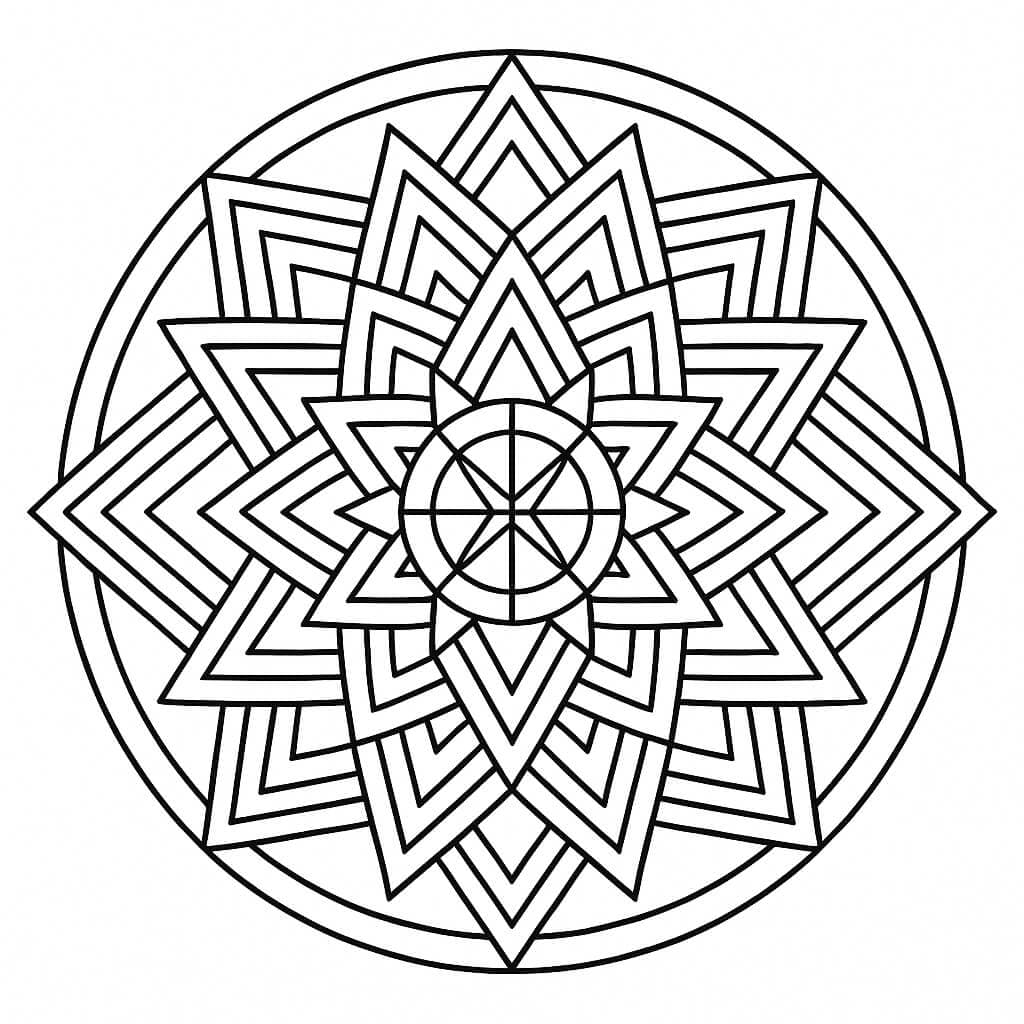 Geometric Mandala Coloring Page