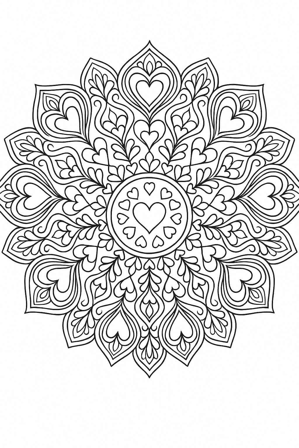Heart Mandala Coloring Page