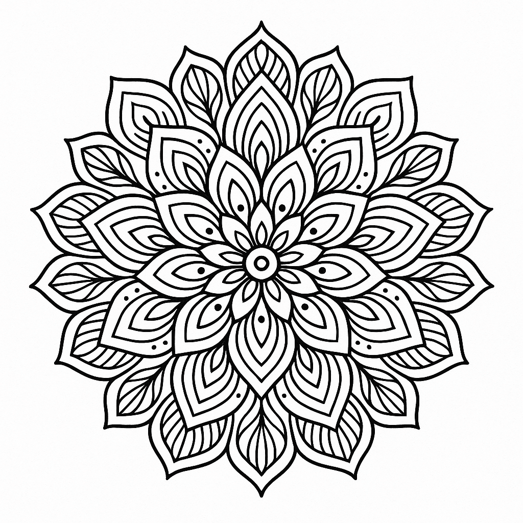 Leaf Mandala Coloring Page
