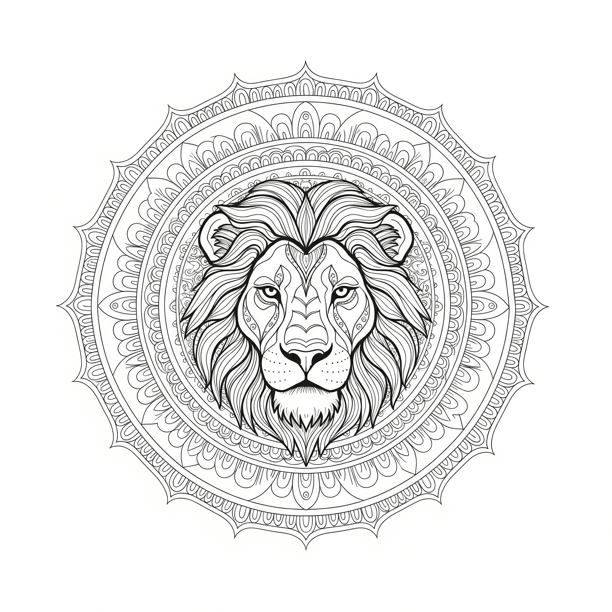 Lion Face Mandala Coloring Page
