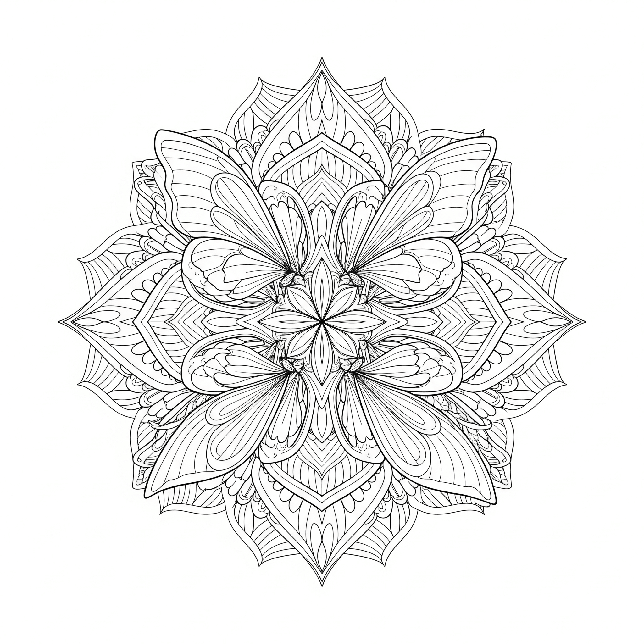 Mandala with Butterflies Coloring Page
