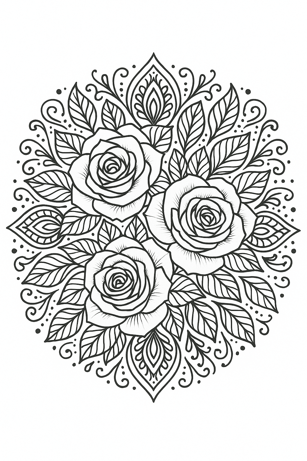 Rose Mandala Coloring Page