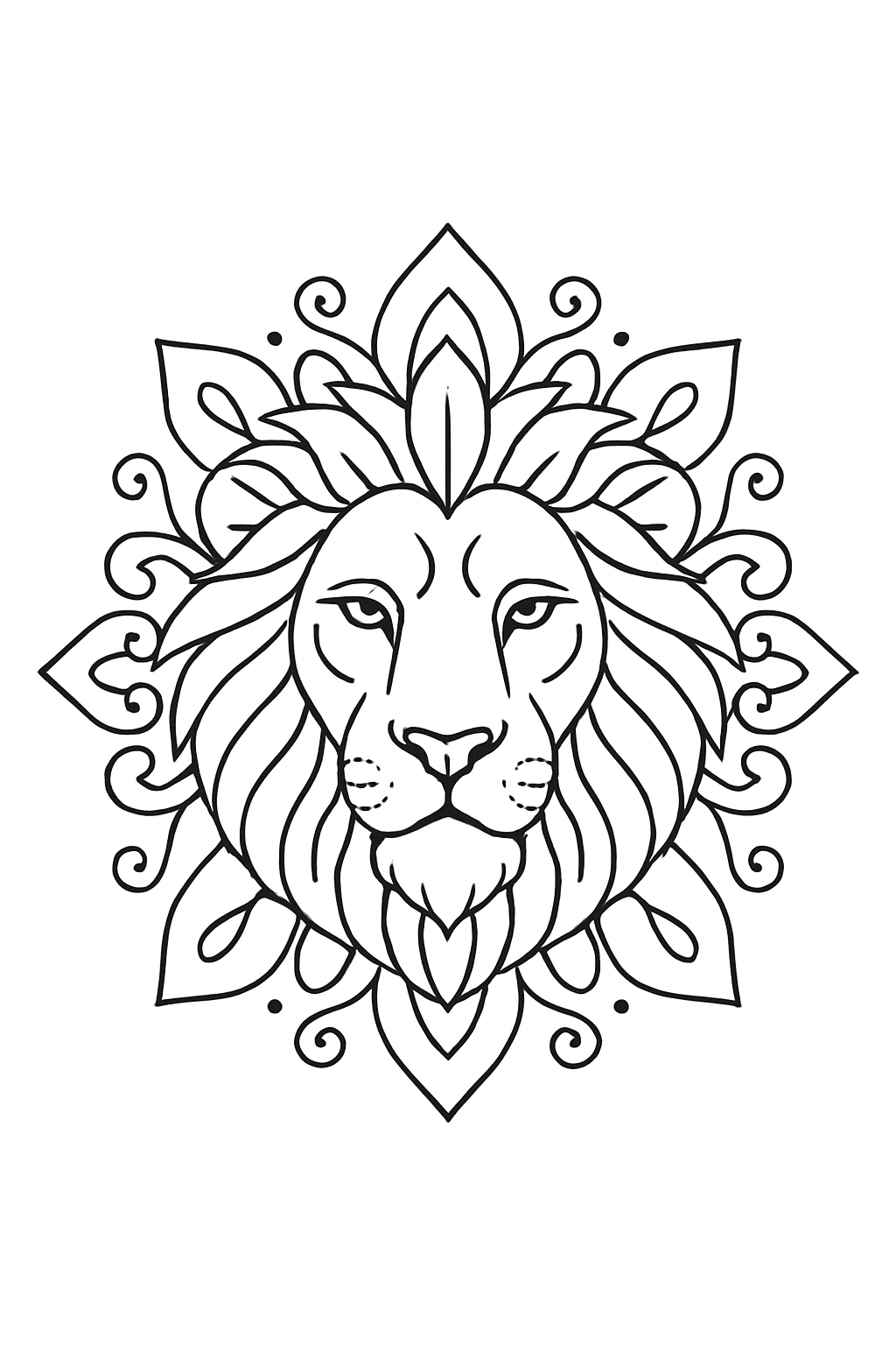 Simplified Lion Mandala Coloring Page