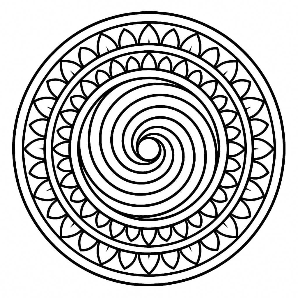 Spiral Mandala Coloring Page
