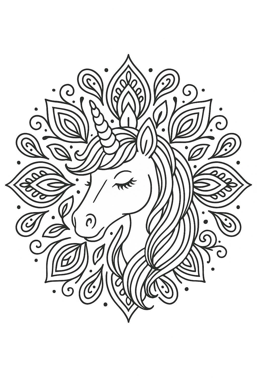 Unicorn Mandala Coloring Page