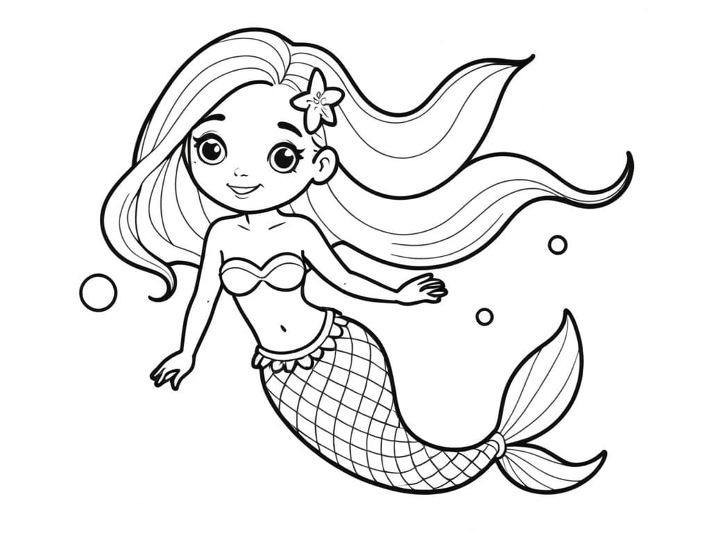 Mermaid Coloring Page 2