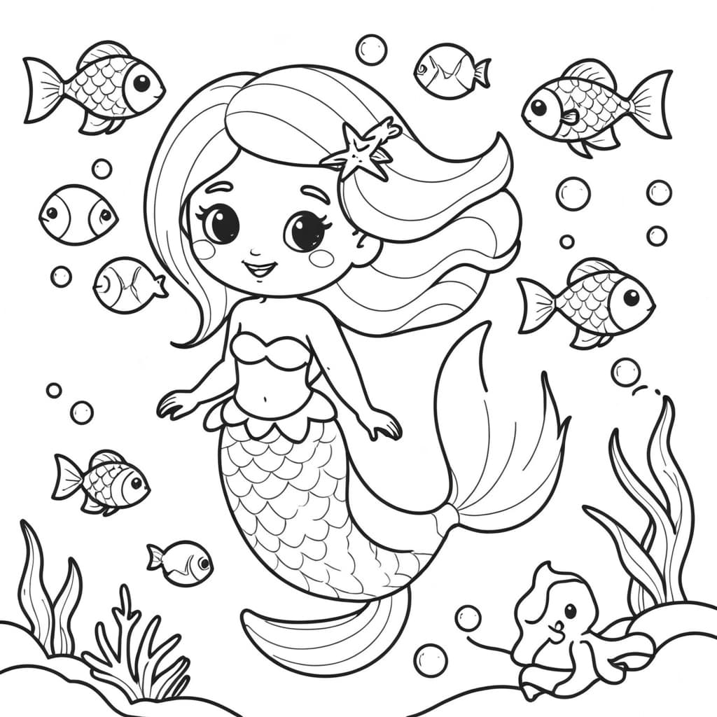 Printable Mermaid Coloring Page