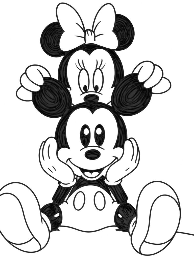 Mickey and Minnie Mouse Coloring Page