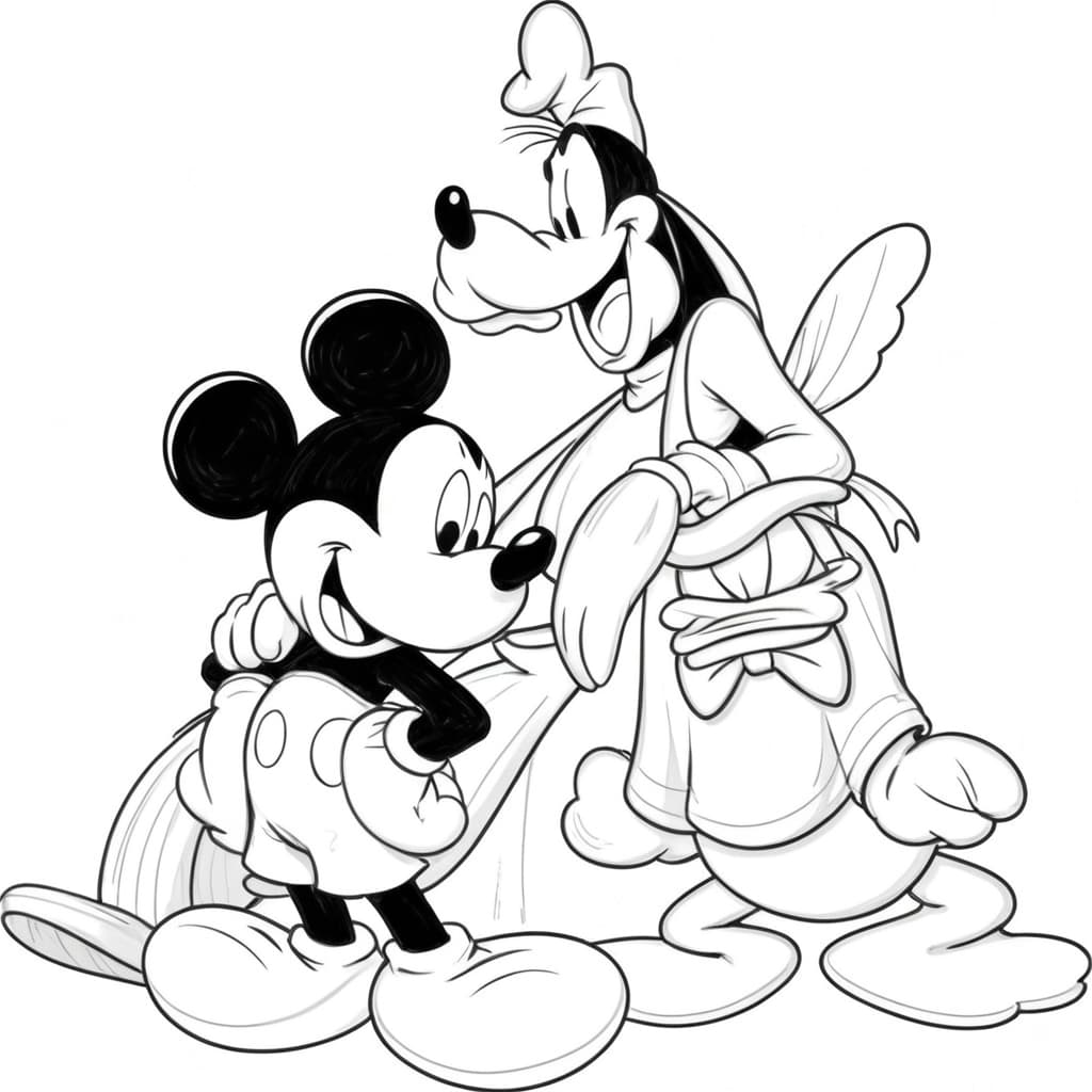 Mickey, Donald, and Goofy Coloring Page