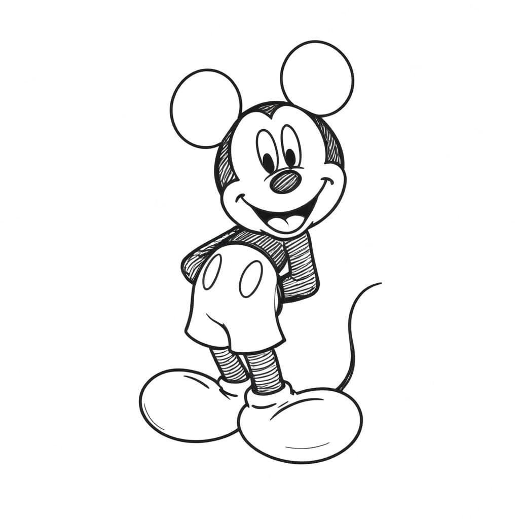 Mickey Striking a Pose Coloring Page