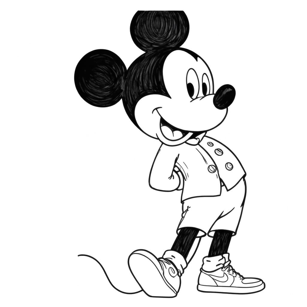 Mickey with a T-Shirt Coloring Page