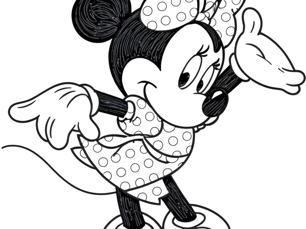 Minnie in a Dress Coloring Page