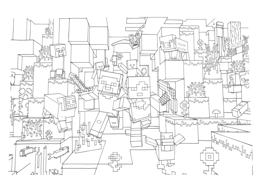Minecraft Crazy Scene Coloring Page