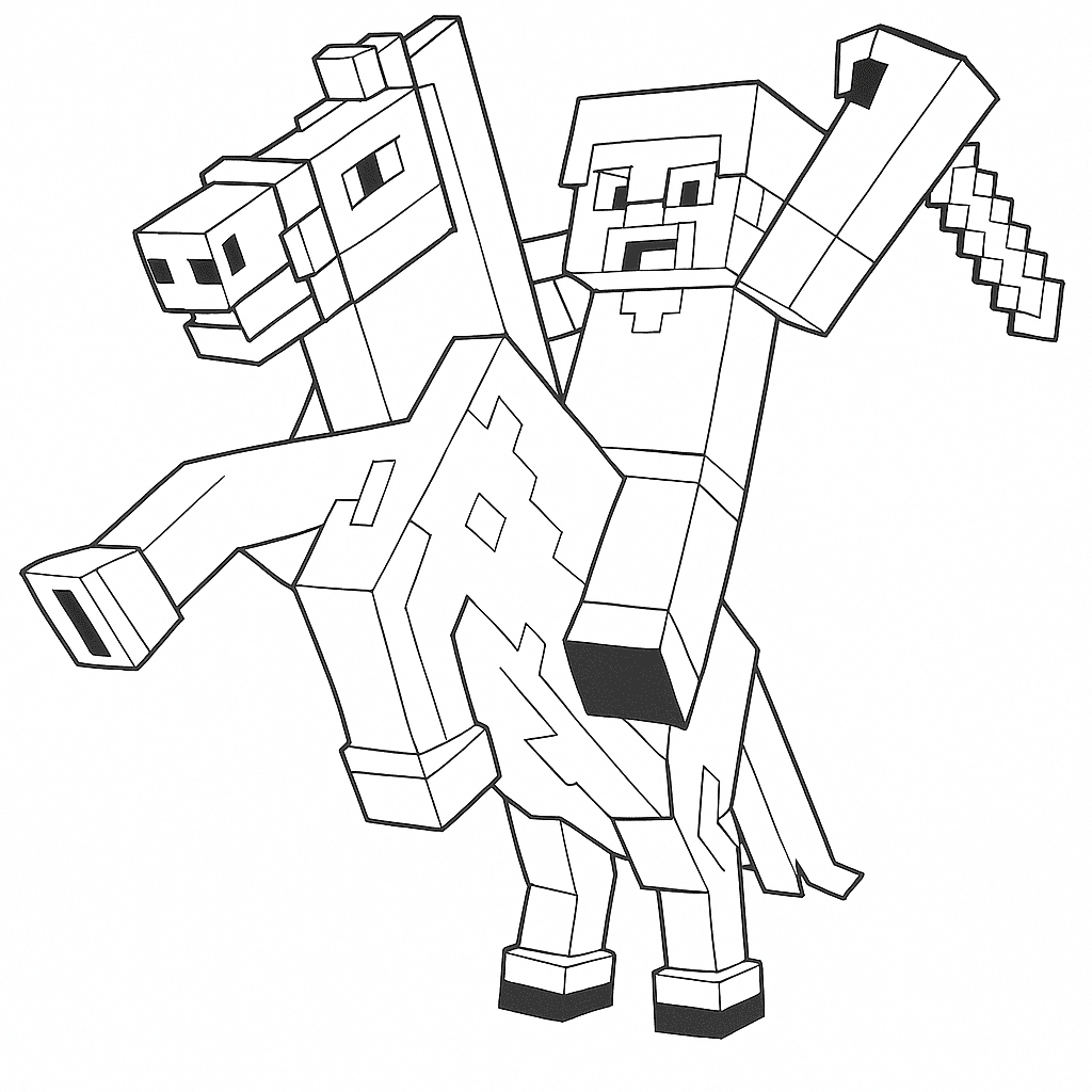Minecraft Riding Horse Coloring Page