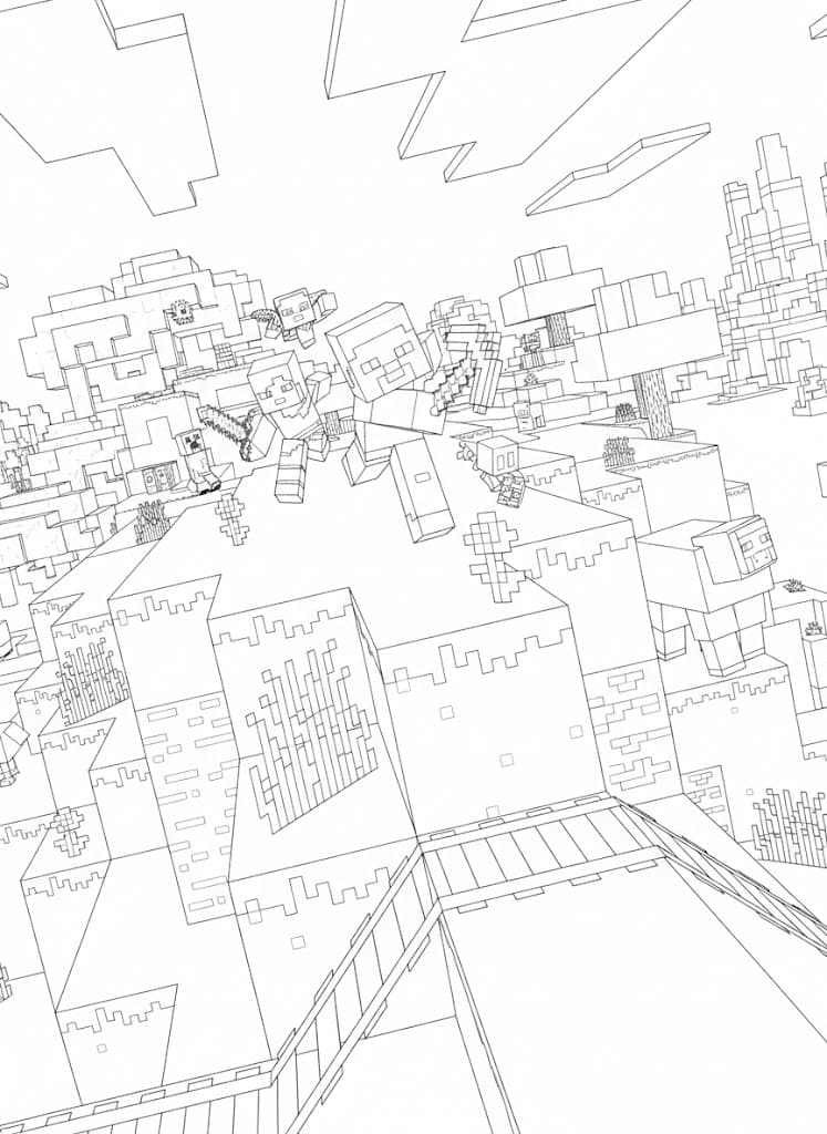 Minecraft Scene Coloring Page