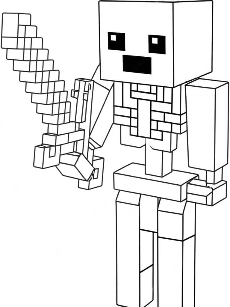 Minecraft Skeleton Warrior Coloring Page