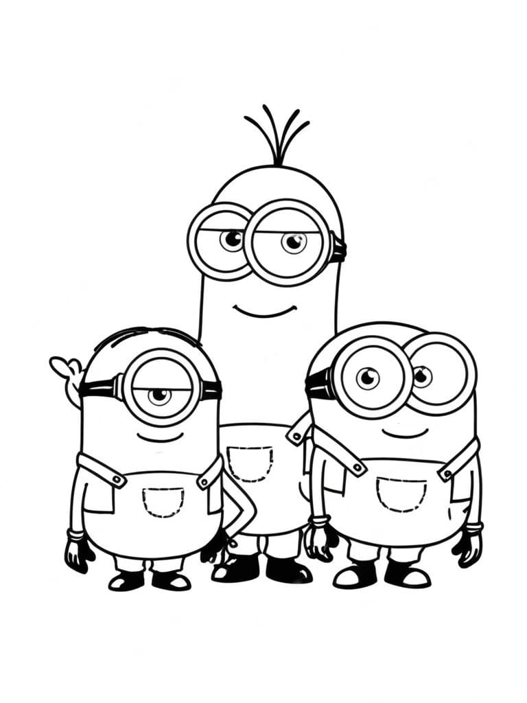Minions Group Coloring Page