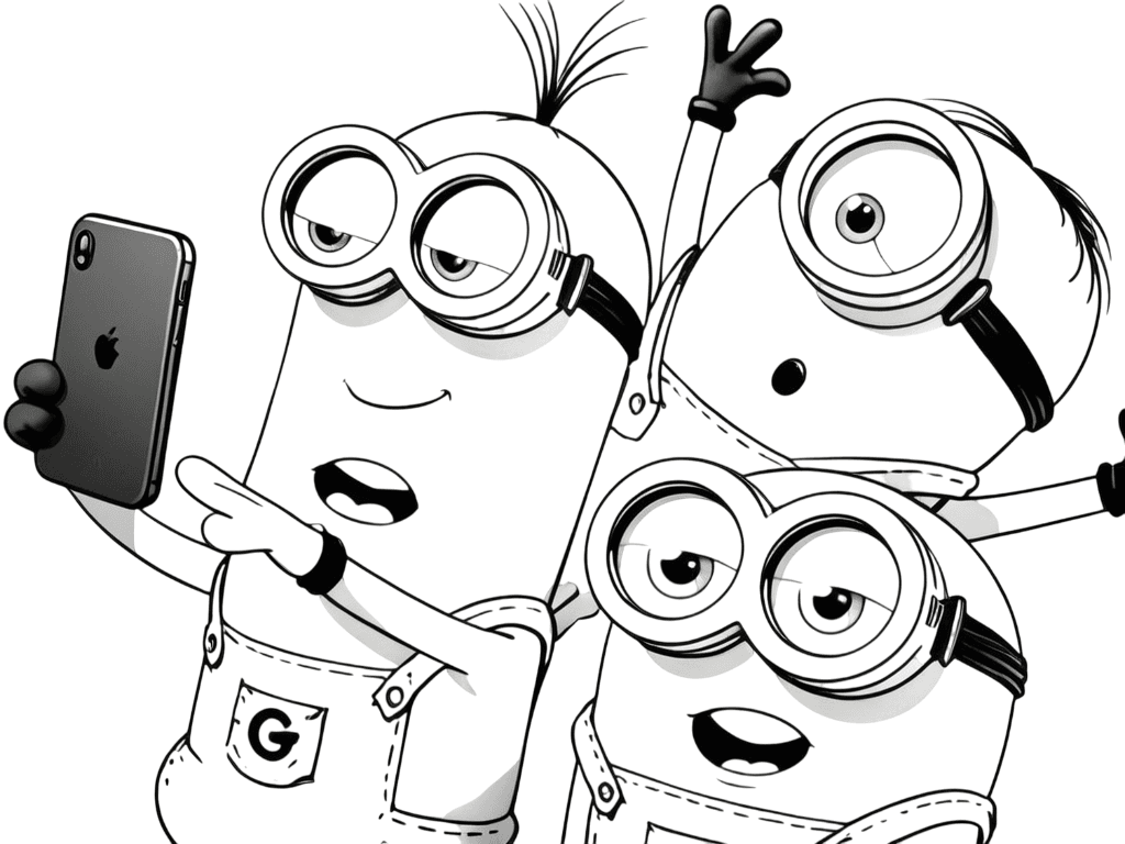 Minions Selfie Coloring Page
