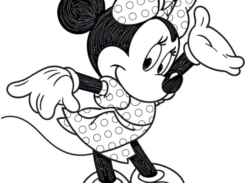 Minnie Mouse in a Dress Coloring Page