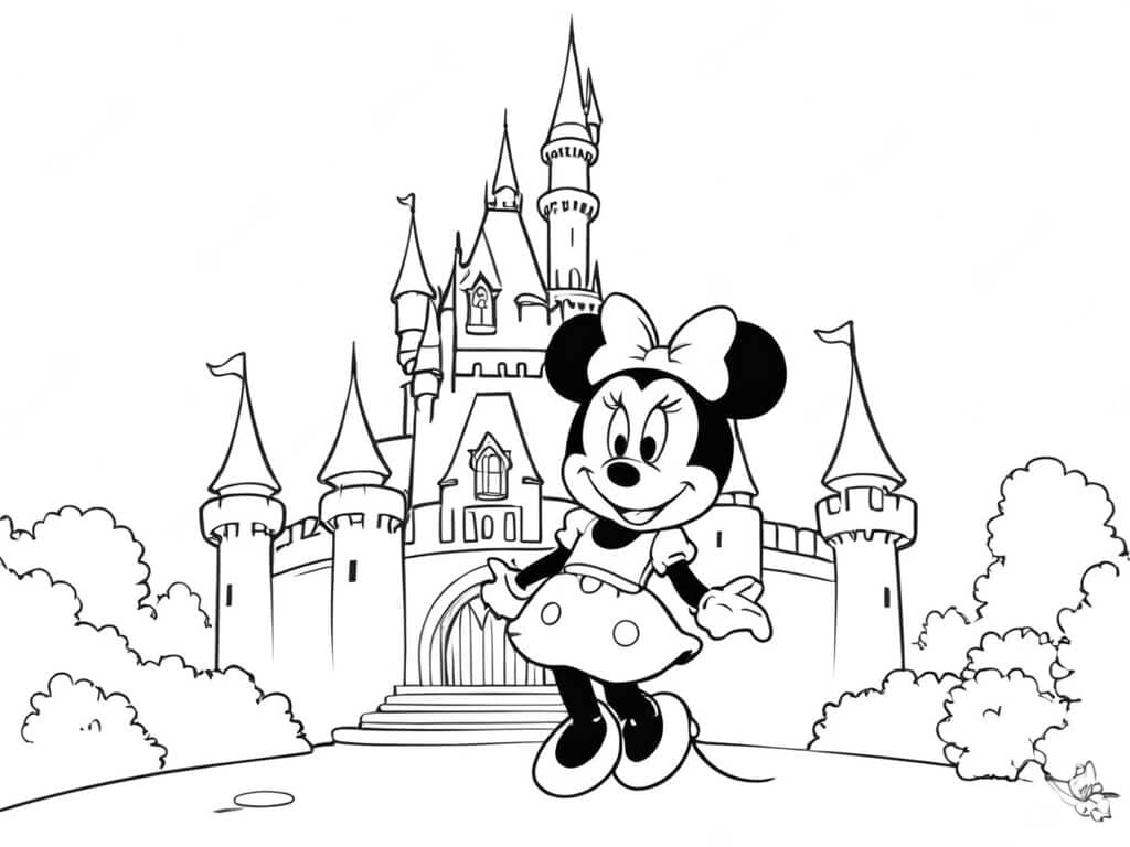 Minnie Mouse in the Castle Coloring Page