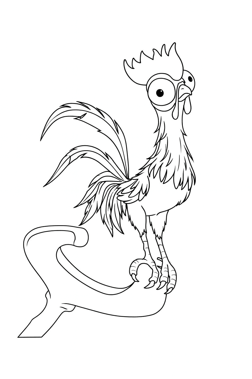 Moana and Heihei Coloring Page