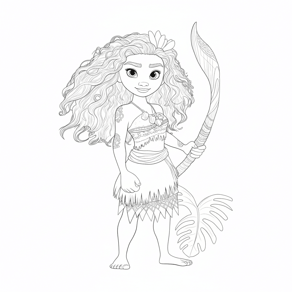 Moana Drawing Coloring Page