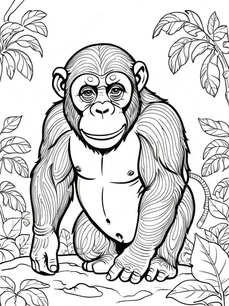 Big Chimpanzee Coloring Page