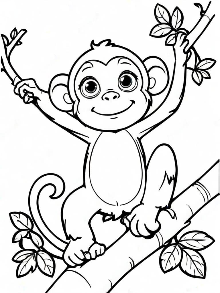 Monkey for Kids Coloring Page