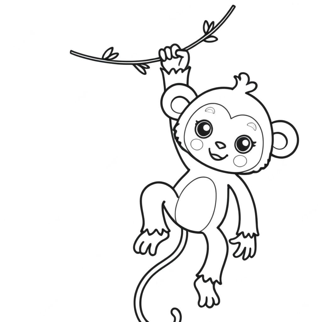 Monkey on a Branch Coloring Page