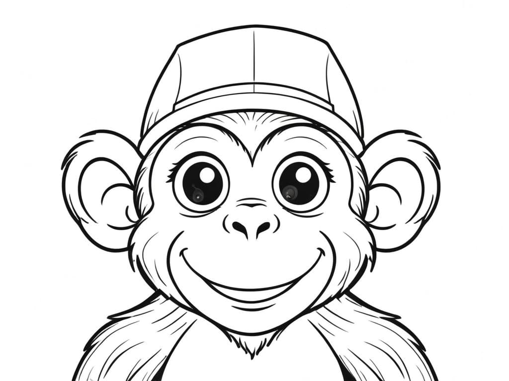 Monkey with a Hat Coloring Page