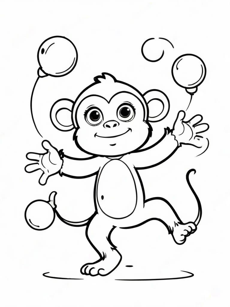 Playing Monkey Coloring Page
