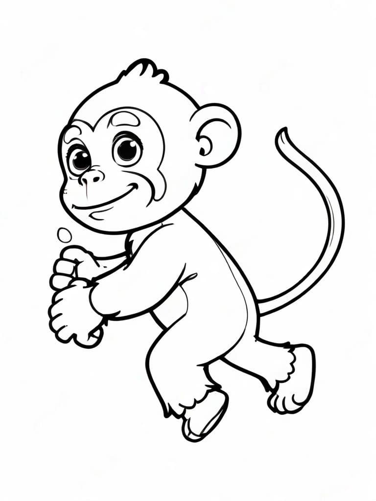 Running Monkey Coloring Page
