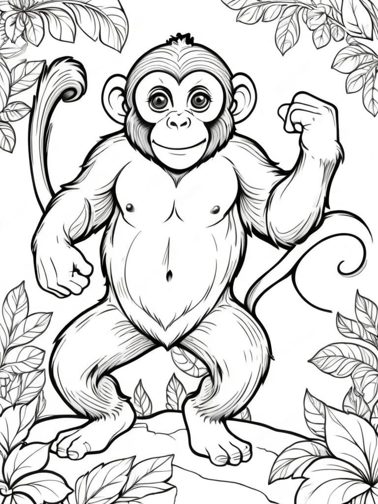 Strong Monkey Coloring Page