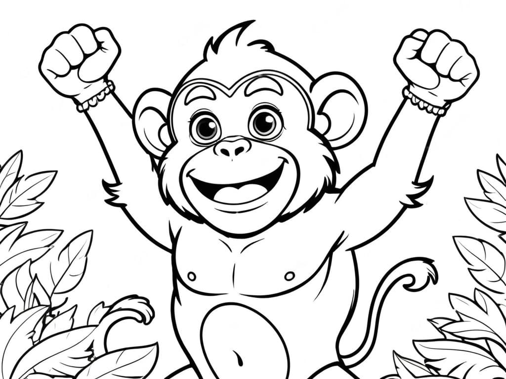 Winner Monkey Coloring Page