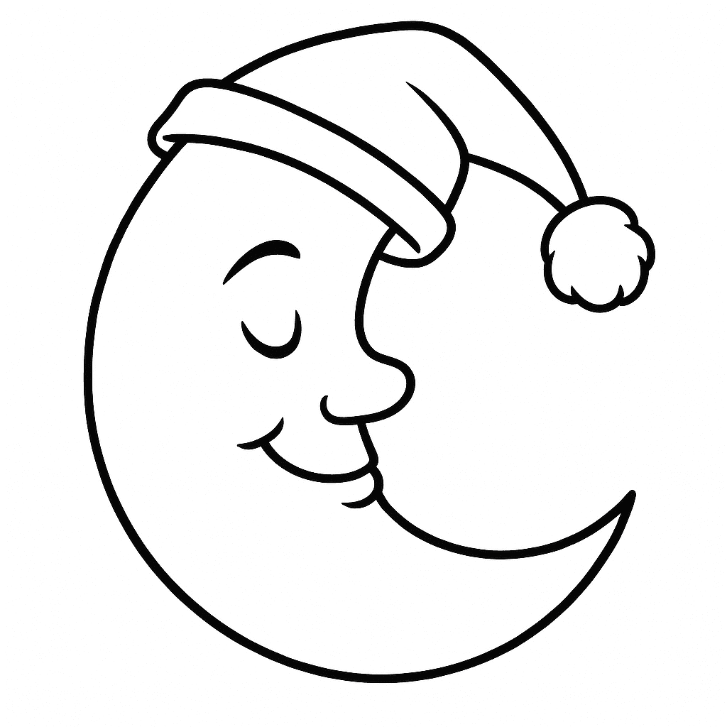 Moon with hat coloring page